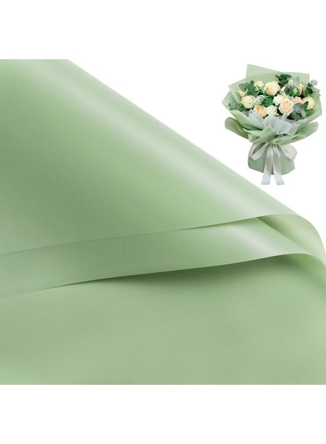 WRAPAHOLIC 20 Sheets Flower Wrapping Paper - 22.4 x 22.4 inch Pure Light Green Water-Resistant Floral Bouquet Wrapping Paper, Florist Supplies Packaging for Wedding Birthday Gift DIY - Image 1