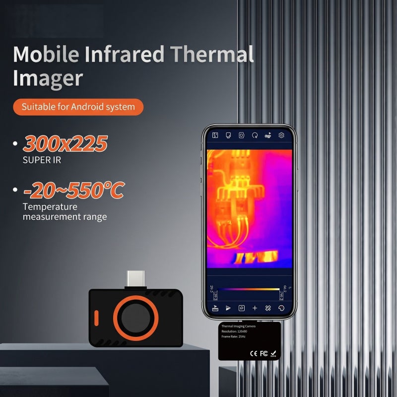 Thermal Imager: 120×90 IR Sensor, Super IR Image Enhancement – 25Hz Smooth Imaging Thermal Camera for Android Type-C Phones, Portable IP54 Rugged Temperature Scanner - Image 2