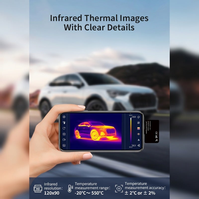 Thermal Imager: 120×90 IR Sensor, Super IR Image Enhancement – 25Hz Smooth Imaging Thermal Camera for Android Type-C Phones, Portable IP54 Rugged Temperature Scanner - Image 4