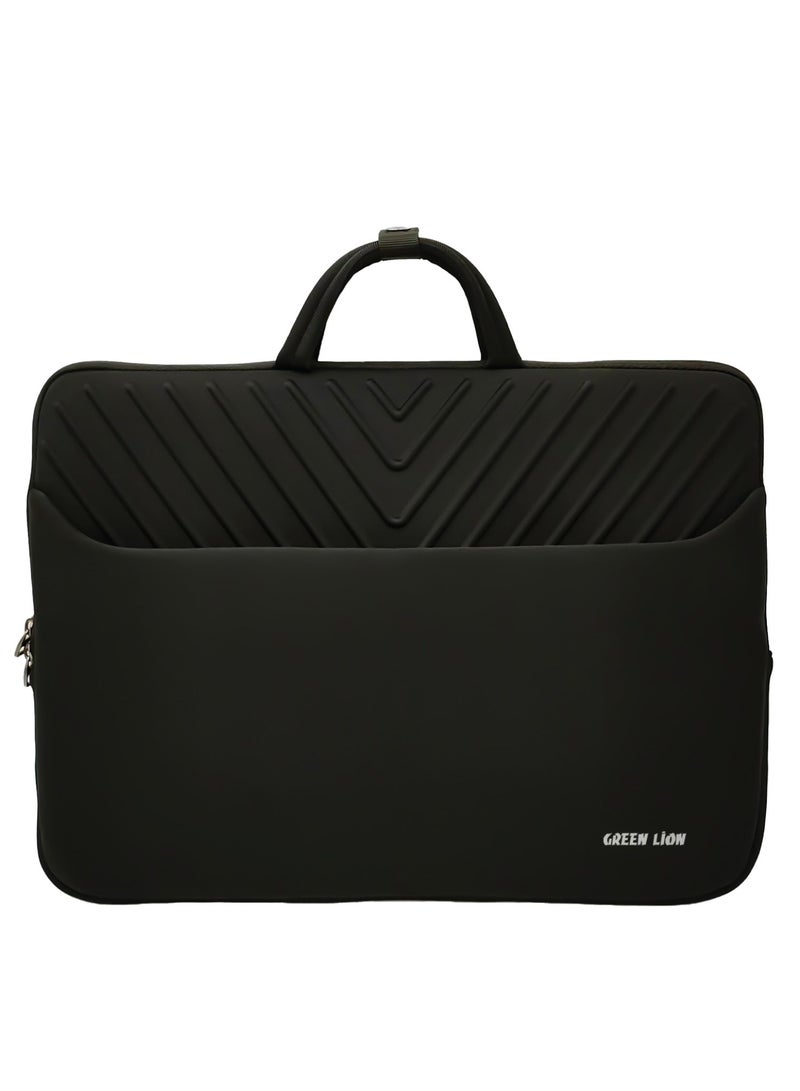 GREEN LION Orbit Sleeve Laptop Bag with Multi Padded Protection & Durable Zipper / Suitable for 16'' Laptops / Polyester Lining / Nylon Material / Soft Fabric / Hand Wash / Airing - Black