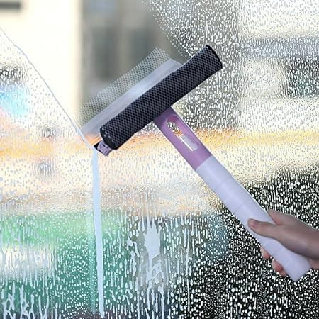 3 in 1 Window Cleaner Water Spray Cleaning Brush Brush with Wiper Scraper Bottle Glass Clean Squeegee Spray Scrape Wipe  - Image 1