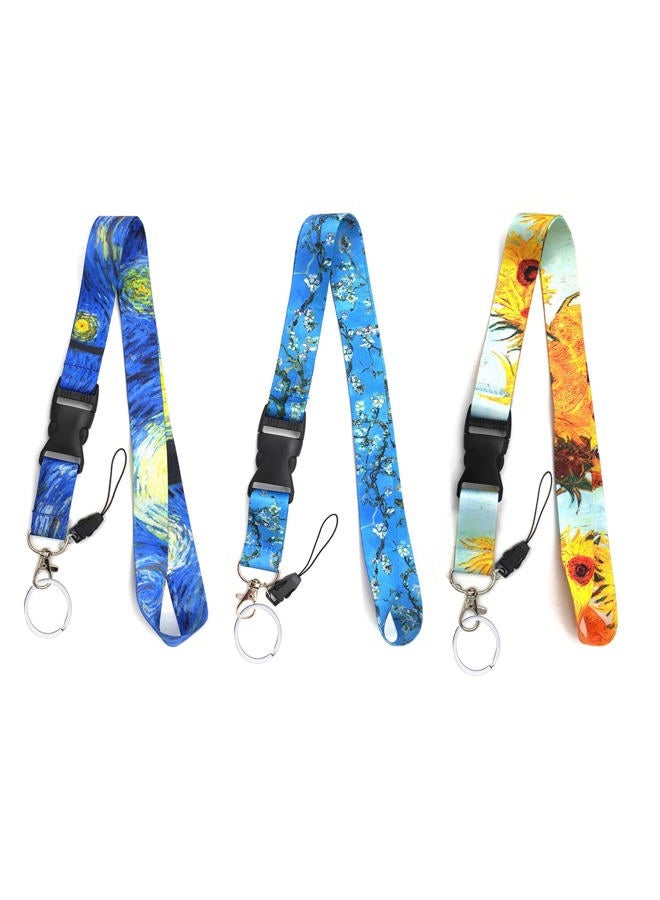 HAMYEE 3 Pack Lanyard for Keys Keychain ID Badge Holder Detachable Neck Strap Buckle Metal Spring Keyring Cool for Women Men Adult, 3pcs Mixed Colors-02, 58cm*2.5cm - Image 1