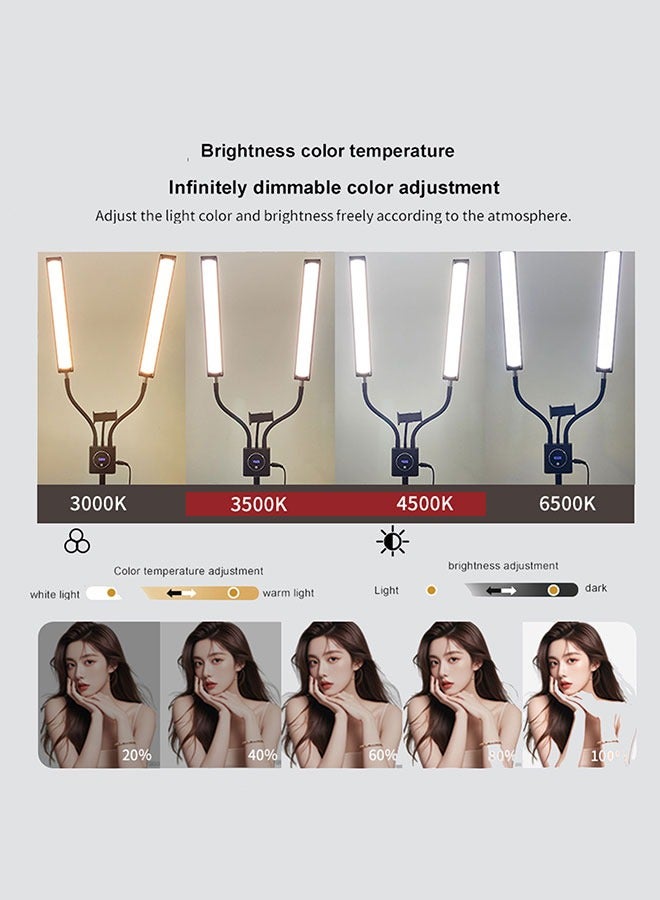 Flexible Double Arms Dimmable Light, LED Video Light, With Phone Holder, Dimmable Function, for Makeup Artists, Lash/Beauty Services, Eyebrow Tattooing, Studio Video/Photographic Use - Image 2