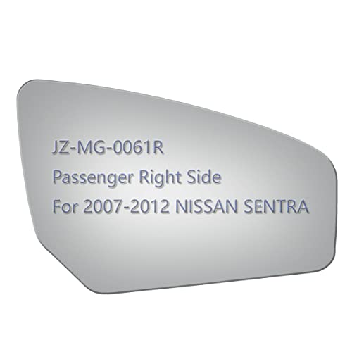 JZSUPER Side Mirror Glass fit for 2007 2008 2009 2010 2011 2012 Nissan Sentra Passenger Right Side RH Convex Including Adhesive Non Towing Mirror Glass Non Heated - Image 1