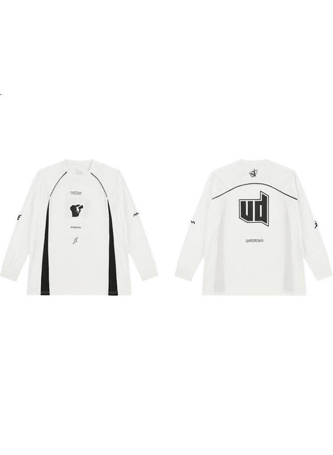 Veidoorn Pokemon Collaboration Long-Sleeve Ice Silk Basketball T-Shirt, American-Style Basketball Running Outdoor Breathable Pikachu, Black, Xl - Image 1