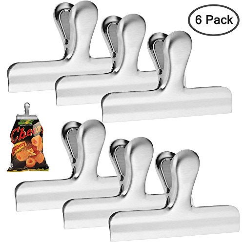 DanziX 6 Pack Stainless Steel Chip Bag Clips, 4.7 inch Width, DanziX Big Paper Seal Grip for Coffee Food Bread Bags, Kitchen Home Office Usage - Sliver - Image 2