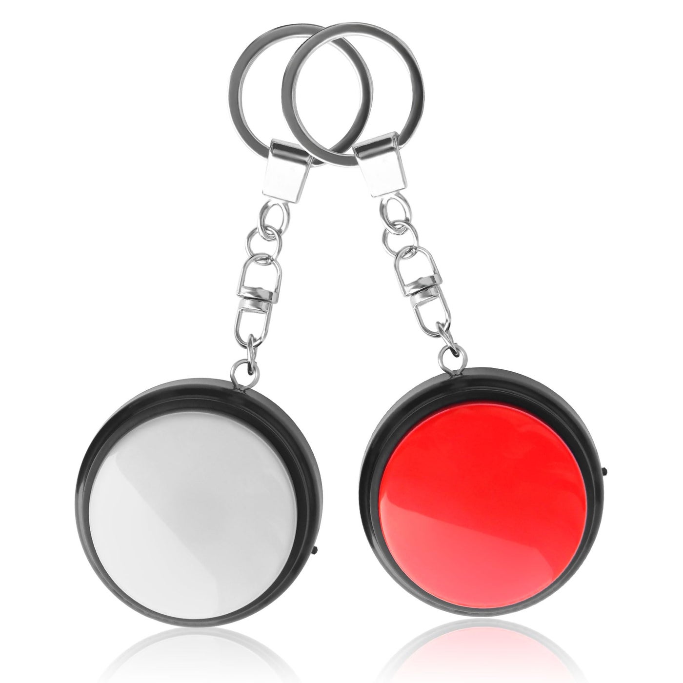 Crsfoisr Recordable Talking Button with Keychain, 20s Voice Recording Time Sound Button Answer Buzzers Funny Buttons Record Your Own Words Also Used for Dog Pack of 2 - Red and White (Battery Included)