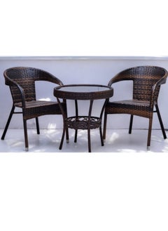 ALWASIT HOME Outdoor Dining Twin Chairs Rattan Chairs Garden Chairs And Round Table Set Dark Brown Color  - Image 5
