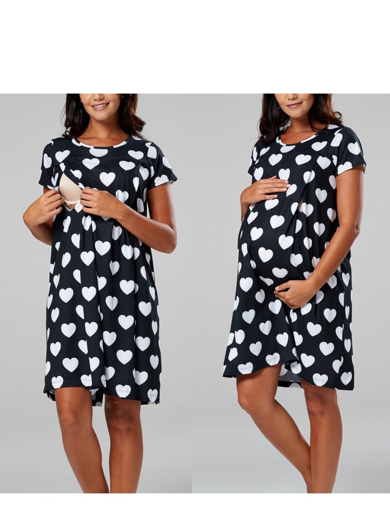 Polka Dot Printed Maternity Dress - Image 1