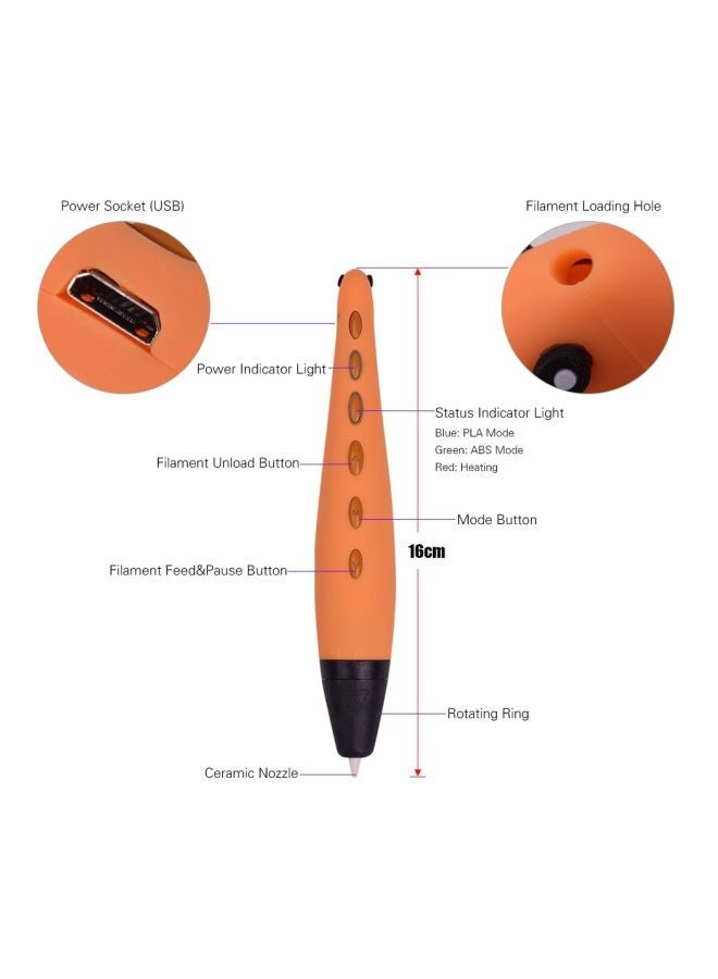 NIBEMINENT Dinosaur 3D Printer Pen Orange/Black - Image 4