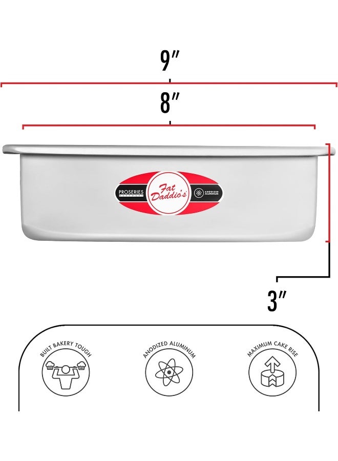 Fat Daddio's بان كعكة الجبن المربعة من فات ديديو PSQCC-883، 8 × 8 × 3 بوصة، فضي - Image 3