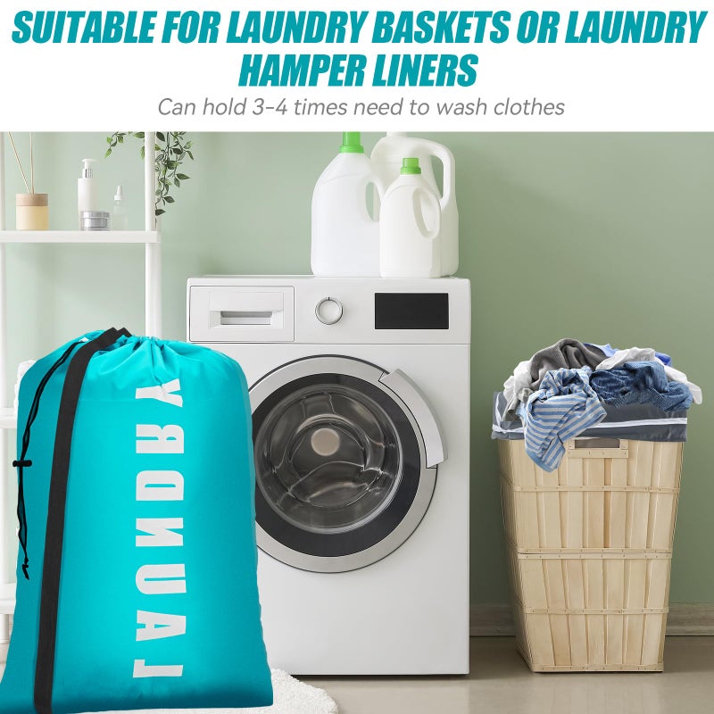 Isink Heavy Duty Laundry Bag with Strap,2 Pack Travel Laundry Bags for Dirty Clothes,24" x 36" Large Laundry Bag for Traveling,Camping,Dorm (Cyan + Gray) - Image 5