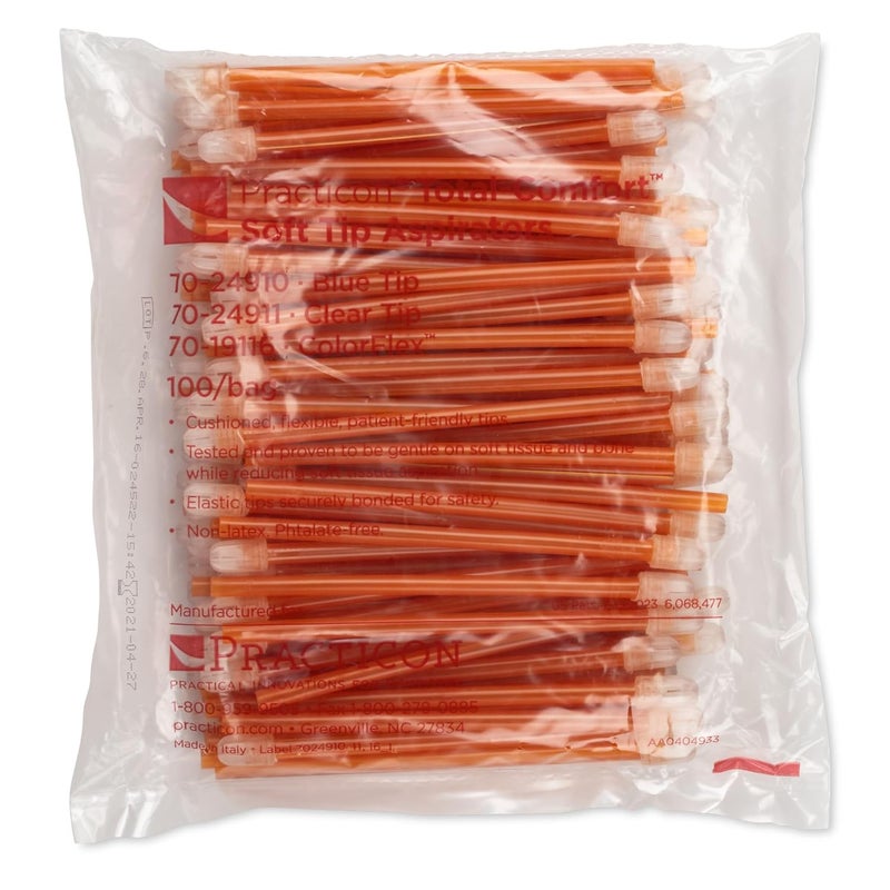 Practicon Orange Total Comfort Colorflex Disposable Saliva Ejectors, with Cushioned Flexible Tip, Soft Tip Aspirators, Dental Evacuation Suction Tips, 100 Pack - Image 4
