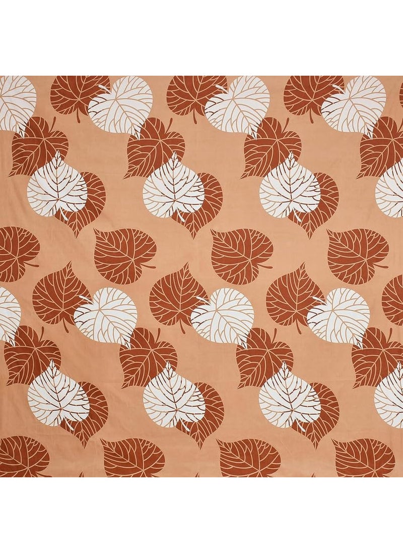 Delight Zone Delight Zone Prime Collection 160 TC Glace Cotton Supersoft Single Bedsheet with 1 Matching Pillow Cover Multicolour Size 60 x 90 Inch Coffee with White Leaves Gold Single  - Image 4