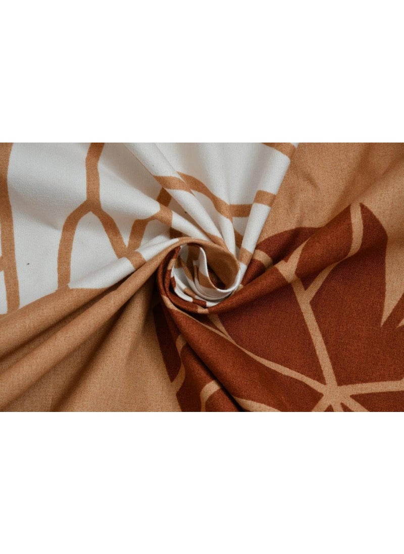 Delight Zone Delight Zone Prime Collection 160 TC Glace Cotton Supersoft Single Bedsheet with 1 Matching Pillow Cover Multicolour Size 60 x 90 Inch Coffee with White Leaves Gold Single  - Image 3