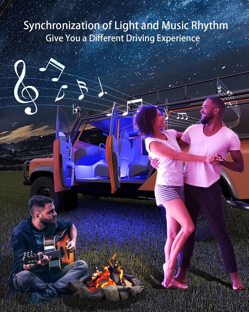 Keepsmile Interior Car Lights Accessories APP Control with Remote Music Sync Color Change RGB Under Dash Car Lighting with USB Charger 12V 2A Led Lights for Jeep Truck - Image 4