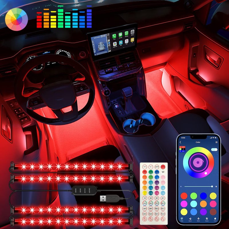 Keepsmile Interior Car Lights Accessories APP Control with Remote Music Sync Color Change RGB Under Dash Car Lighting with USB Charger 12V 2A Led Lights for Jeep Truck - Image 1
