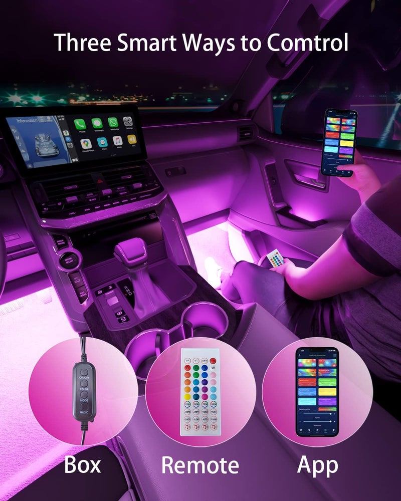 Keepsmile Interior Car Lights Accessories APP Control with Remote Music Sync Color Change RGB Under Dash Car Lighting with USB Charger 12V 2A Led Lights for Jeep Truck - Image 3