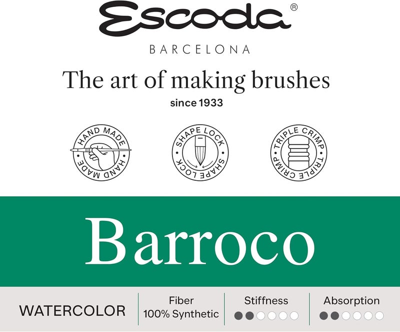 Escoda Signature Collection Nicholas Simmons Artist Watercolor Brush Set 2 Barroco Round  Mottler Size 16 18 - Image 5