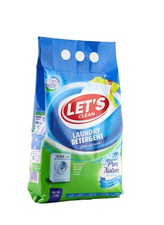 LET'S CLEAN Detergent Powder For Automatic Washing Machine 2kg Pure Nature 