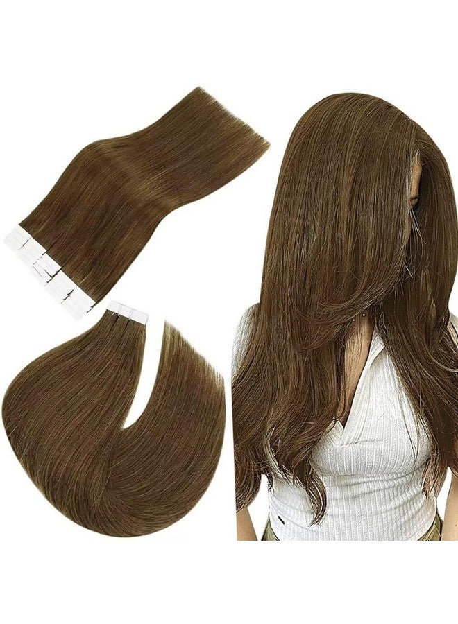 إيزي يوث شريط بني داكن في وصلات الشعر، شعر بشري، شريط بني في وصلات شعر بشري، شريط مزدوج الجوانب، شعر مستقيم للنساء، 40.64 سم، 40 جرام، 20 قطعة - Image 1