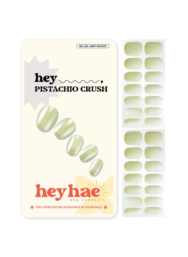 heyhae شرائط أظافر جل شبه معالجة من هيهاي بدون حاجة لمصباح LED صيفي كروم أخضر سهل التطبيق والإزالة جودة صالون تشمل 28 شريط 1 وسادة تحضير ملف أظافر عصا خشبية هيه سحق الفستق - Image 2