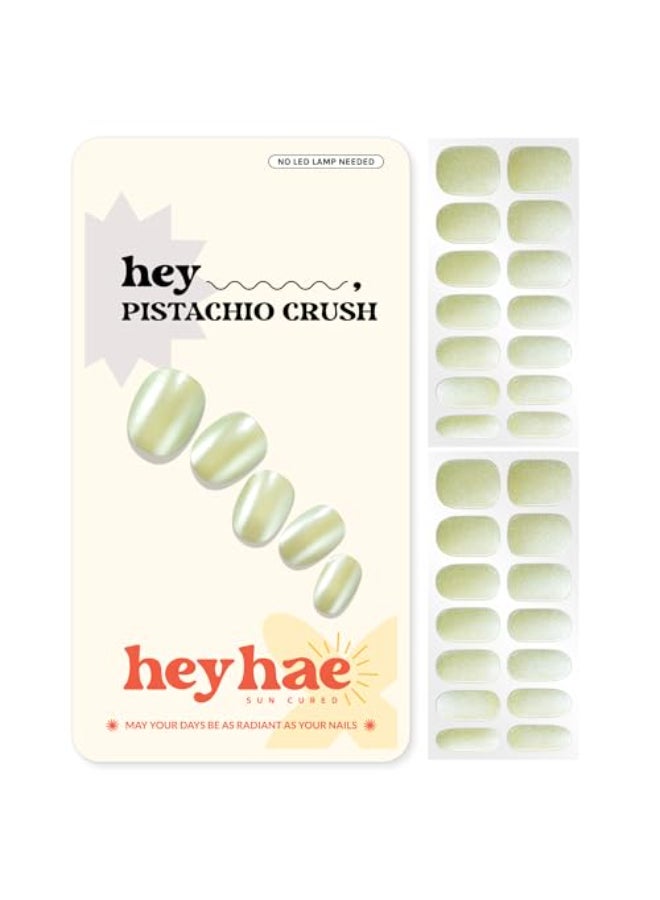 heyhae شرائط أظافر جل شبه معالجة من هيهاي بدون حاجة لمصباح LED صيفي كروم أخضر سهل التطبيق والإزالة جودة صالون تشمل 28 شريط 1 وسادة تحضير ملف أظافر عصا خشبية هيه سحق الفستق - Image 1