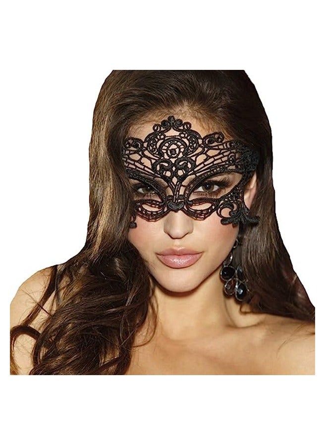 Lace Eye Mask - 2pcs Masquerade Masks Mysterious Face Venetian Eyemask for Carnival Party Costume Ball - Black and White - Image 4
