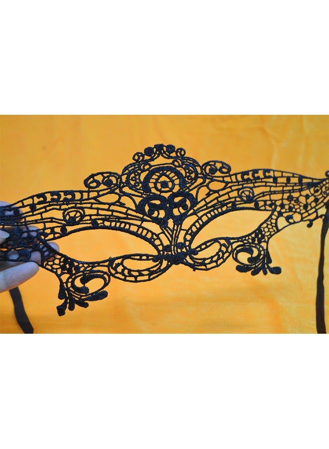 Lace Eye Mask - 2pcs Masquerade Masks Mysterious Face Venetian Eyemask for Carnival Party Costume Ball - Black and White - Image 5
