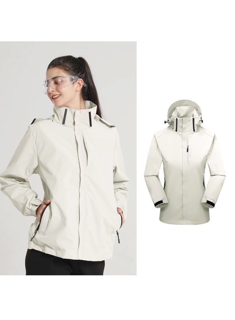 KUYING 100% polyester fabric detachable hooded waterproof mountaineering suit, outdoor clothing