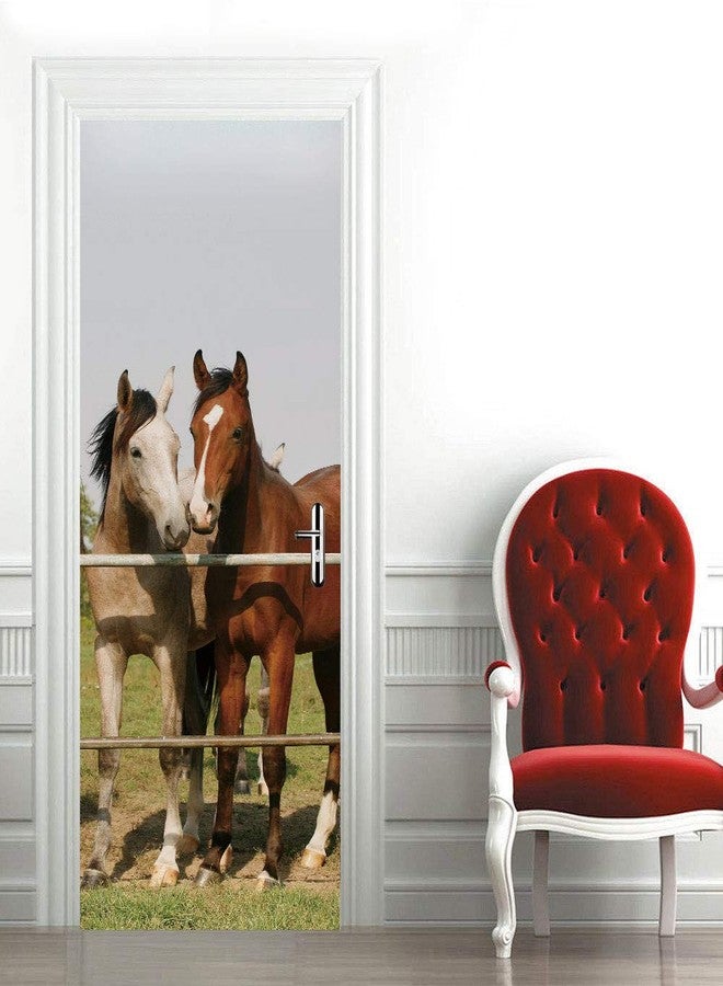 ملصق جداري على شكل حصان فني حديث، غطاء/ملصق ثلاجة من الفينيل قابل للتقشير واللصق، ورق حائط قابل للإزالة لديكور المنزل، 30.3 × 78.7 بوصة/77 × 200 سم، T372-77 - Image 4