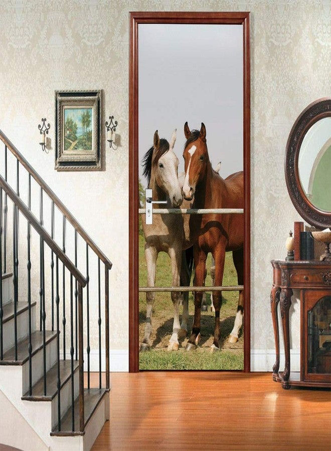 ملصق جداري على شكل حصان فني حديث، غطاء/ملصق ثلاجة من الفينيل قابل للتقشير واللصق، ورق حائط قابل للإزالة لديكور المنزل، 30.3 × 78.7 بوصة/77 × 200 سم، T372-77 - Image 5