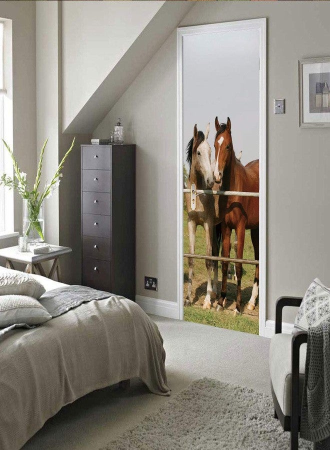 ملصق جداري على شكل حصان فني حديث، غطاء/ملصق ثلاجة من الفينيل قابل للتقشير واللصق، ورق حائط قابل للإزالة لديكور المنزل، 30.3 × 78.7 بوصة/77 × 200 سم، T372-77 - Image 2