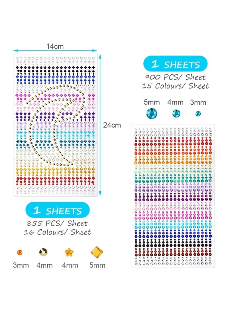 SYOSI 1755pcs Crystal Gem Stickers Crystal Rhinestone Stickers Self-Adhesive Bling Jewels Sticker for Face Eyes Nails Body Makeup Festival Kids DIY Craft Cards Embellishment Diamond Decorations - Image 5