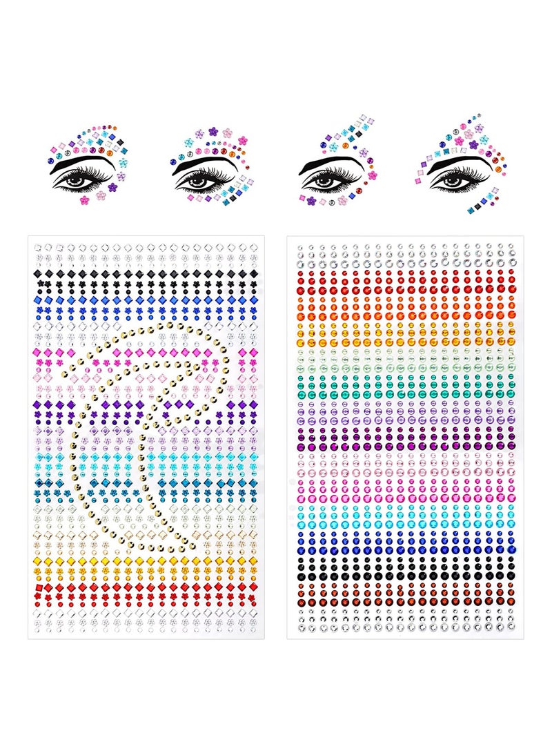 SYOSI 1755pcs Crystal Gem Stickers Crystal Rhinestone Stickers Self-Adhesive Bling Jewels Sticker for Face Eyes Nails Body Makeup Festival Kids DIY Craft Cards Embellishment Diamond Decorations - Image 1