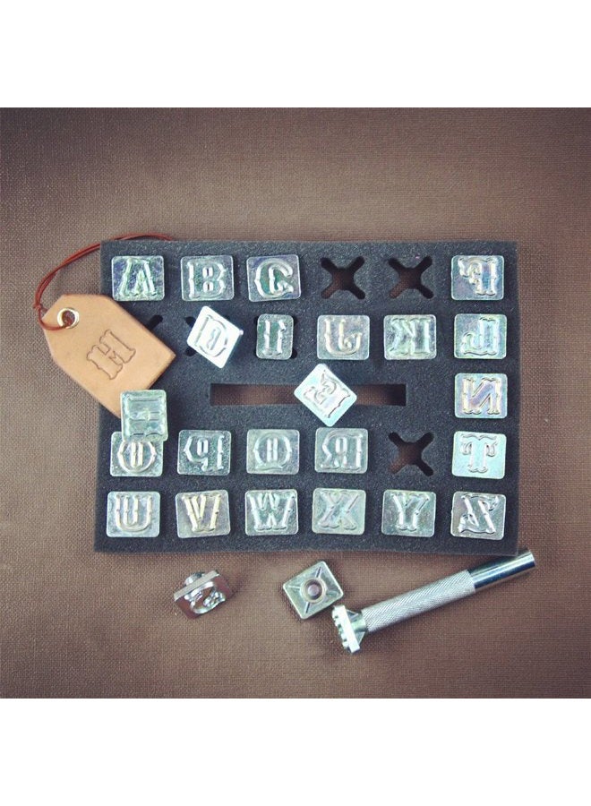 OWDEN Leather Stamping Tool kit，(1/8") 37Pieces Number and Letter Stamping for leathercraft with a Handle, Leather Tool. 27 Pcs (3/4") Letter stamping tool AL0014 - Image 5