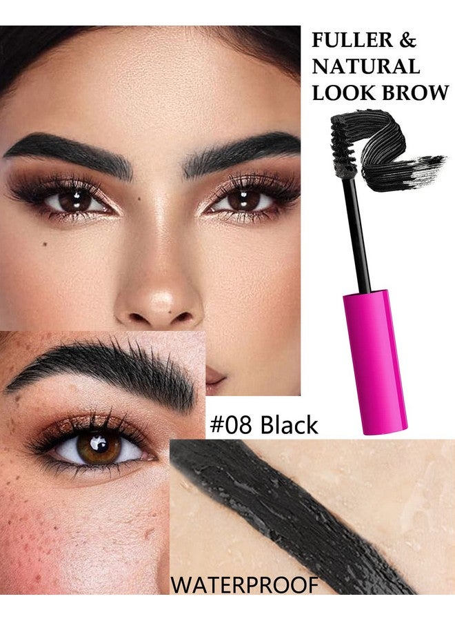 LYSdefeu طقم جل حواجب ملون مقاوم للماء 1 ماسكارا جل حواجب سميكة سوداء و 1 جل مثبت حواجب شفاف لنحت سريع للحواجب مكياج عيون طويل الأمد مع 1 شفرة حواجب و 1 مجموعة فرشاة 08 - Image 3