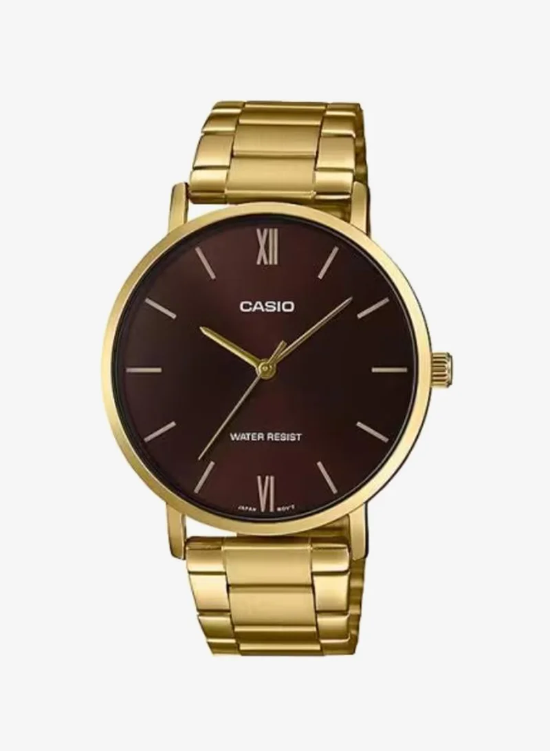 Casio Men's Analog Display Watch With Gold Stainless Steel Strap - MTP-VT01G-5BUDF