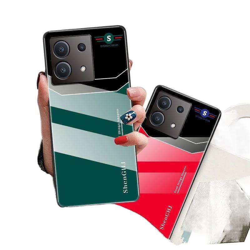 Glass Protective Case for Redmi Note 13 Pro with Shockproof and Drop Protection plus Shockproof plus Full Coverage plus Scratch Resistant in Dark Green - Image 3