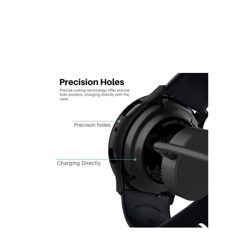 Zikra Suitable for Samsung Watch Galaxy Watch Active 2 Watch Protective Case Cover Watch Protective Case, Tempered Glass Case, Screen Protector Cover, Full Around Hard PC Protective Case Black - Image 4