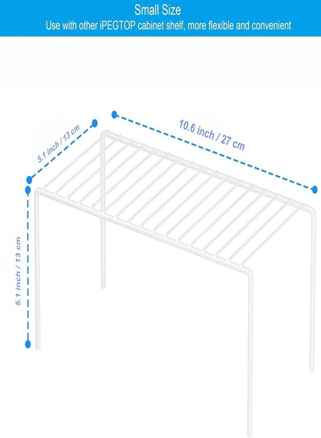 iPEGTOP Set of 2 Kitchen Cupboard Organiser Shelf, Small Size 10.6 x 5.1 Inch Freezer Cabinet Organization Storage Shelf Wire Rack, Steel Metal Shelves for Fridge Pantries Countertops Utensils -White - Image 2