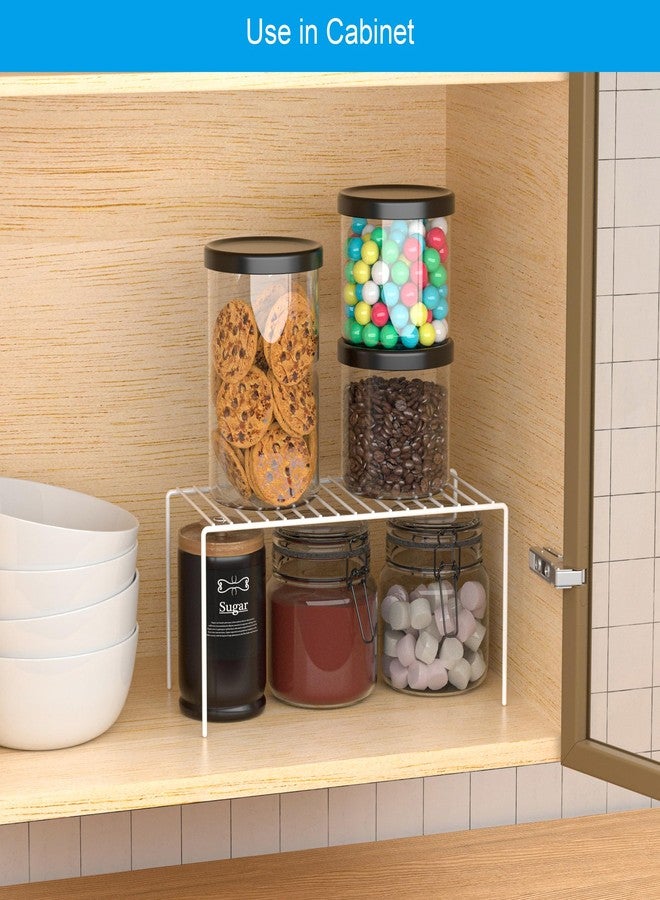 iPEGTOP Set of 2 Kitchen Cupboard Organiser Shelf, Small Size 10.6 x 5.1 Inch Freezer Cabinet Organization Storage Shelf Wire Rack, Steel Metal Shelves for Fridge Pantries Countertops Utensils -White - Image 4