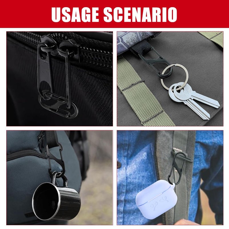 Proberos ® 5 قطع كارابينر صغيرة للمفاتيح - 2.36 بوصة خطاف S صغير كارابينر سلسلة مفاتيح، مشبك زنكلوي متين للتخييم، المشي، السفر، حقيبة الظهر، معدات الهواء الطلق (أسود) - Image 5