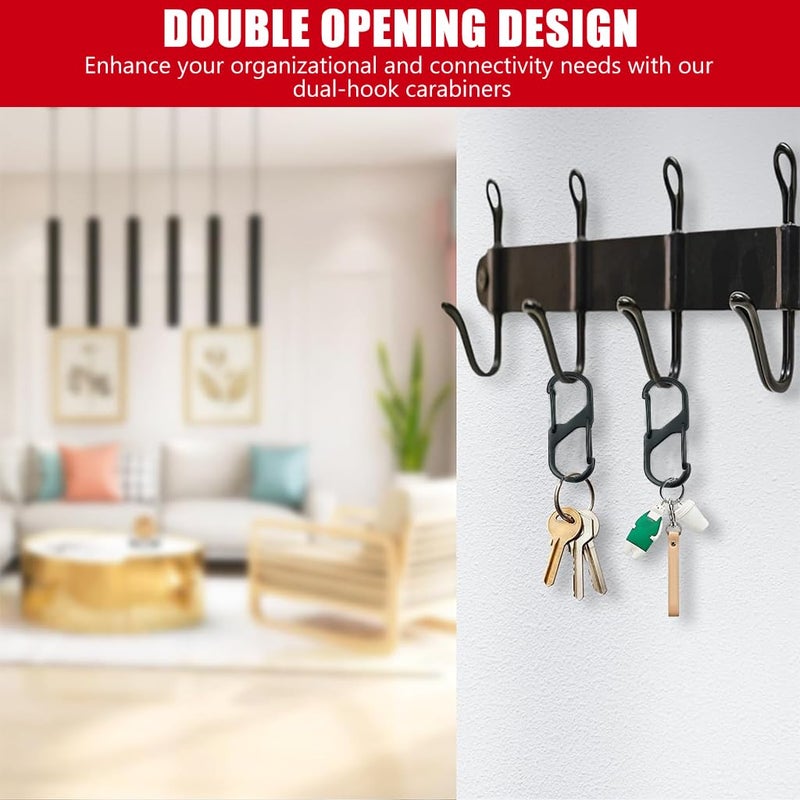 Proberos ® 5 قطع كارابينر صغيرة للمفاتيح - 2.36 بوصة خطاف S صغير كارابينر سلسلة مفاتيح، مشبك زنكلوي متين للتخييم، المشي، السفر، حقيبة الظهر، معدات الهواء الطلق (أسود) - Image 4