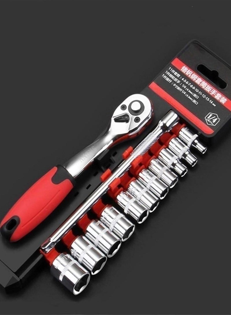 GGOOT Hardware Tool Ratchet Wrench Tool Set 5/7/12PCS Set of Combination Tool 72-tooth Combination Universal Wrench Ratchet Double Head Key Spanners (Color : F) - Image 1