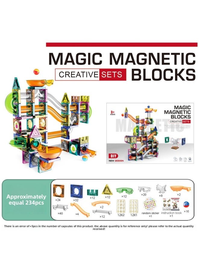 Same-style Children's Magnetic Film Square Color Window Slide Ball Magnetic Assembled Building Block Toy-Color:Creative Slide Magnetic Building Blocks 234pcs [english Packaging]  - Image 1