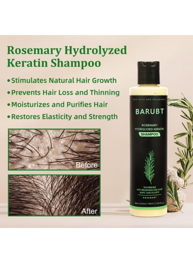 BARUBT Organic Rosemary Hair Growth Shampoo, Rosemary Hydrolyzed Keratin Shampoo, Natural Thickening & Strengthening Shampoo With Hydrolyzed Keratin For Thinning Hair & Hair Loss, Dry, Damaged Hair, Unisex 100ML - Image 4