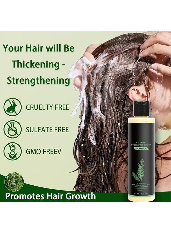 BARUBT Organic Rosemary Hair Growth Shampoo, Rosemary Hydrolyzed Keratin Shampoo, Natural Thickening & Strengthening Shampoo With Hydrolyzed Keratin For Thinning Hair & Hair Loss, Dry, Damaged Hair, Unisex 100ML - Image 5