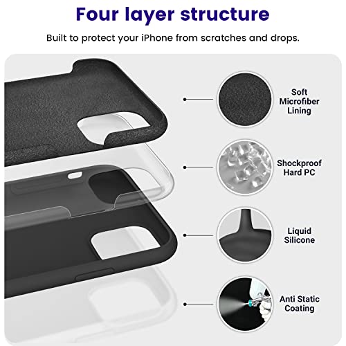 OTOFLY Compatible with iPhone 11 Pro Max Case,Ultra Slim Fit iPhone Case Liquid Silicone Gel Cover with Full Body Protection Anti-Scratch Shockproof Case (Black) - Image 2