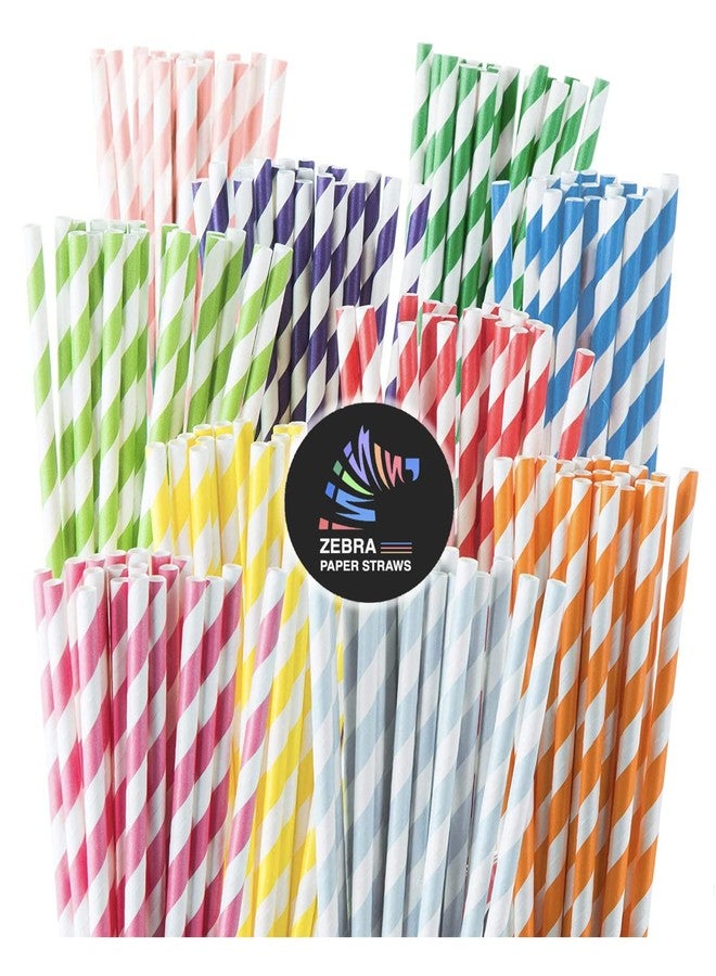 ZEBRA Paper Straws - Biodegradable Premium Drinking Straws | 100 Straws (6mm Wide) | Assorted Coloured Stripes | Best for Juice, Soft Drinks and Cocktails | (6MM, Stripes) - Image 4